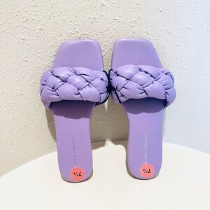 Marc Fisher Vegan Leather Women’s Purple Flat Sandals Size 7.5 NEW